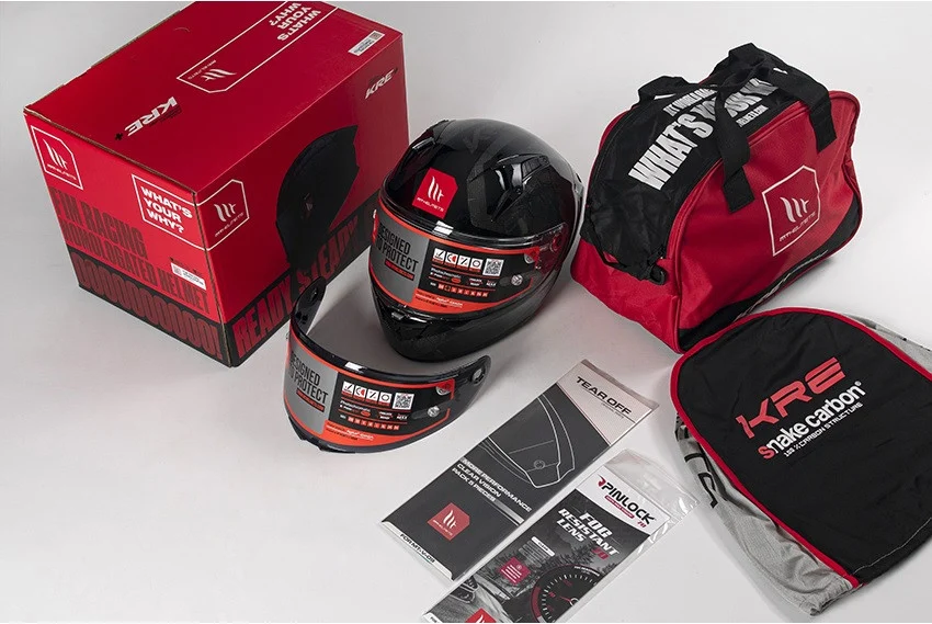 Casca integrala MT KRE+ Carbon Kraker C5 rosu mat - 100% carbon - FIM approved - lentila antiaburire Pinlock + viziera neagra cadou [3]