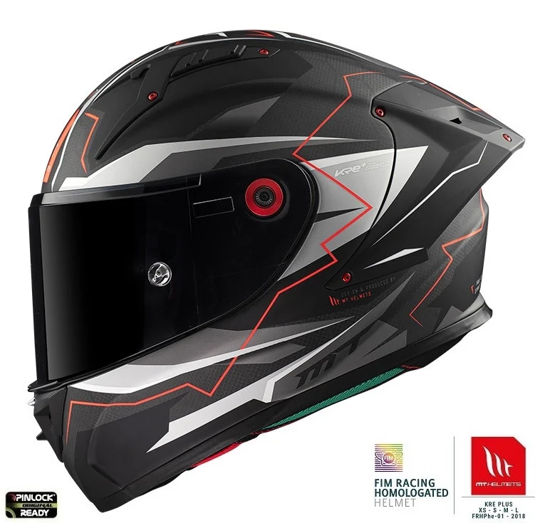 Casca integrala MT KRE+ Carbon Kraker C5 rosu mat - 100% carbon - FIM approved - lentila antiaburire Pinlock + viziera neagra cadou [2]