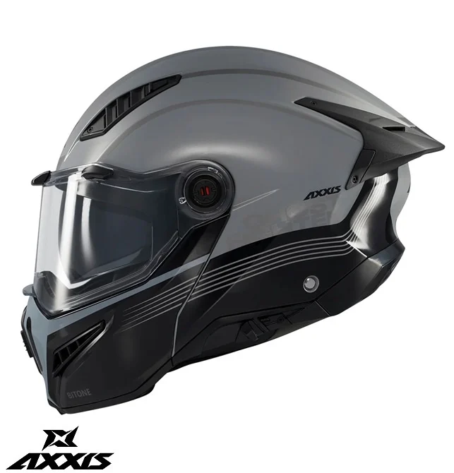Casca modulabila (flip-up) Axxis GhostFighter SV Bitone C2 negru/gri lucios (ochelari soare integrati) – tip viziera: MT-V-36 [2]