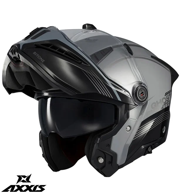 Casca modulabila (flip-up) Axxis GhostFighter SV Bitone C2 negru/gri lucios (ochelari soare integrati) – tip viziera: MT-V-36 [5]