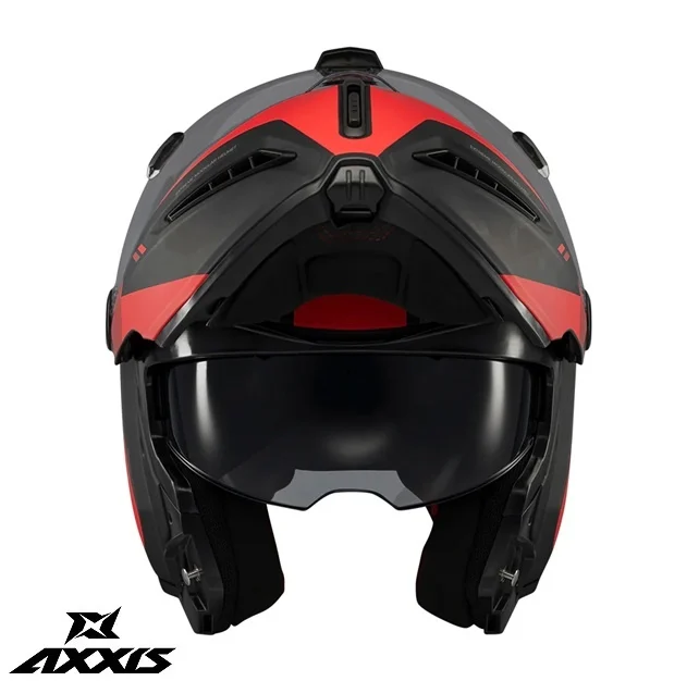 Casca modulabila (flip-up) Axxis GhostFighter SV Maniac B5 negru/rosu mat (ochelari soare integrati) – tip viziera: MT-V-36 [5]