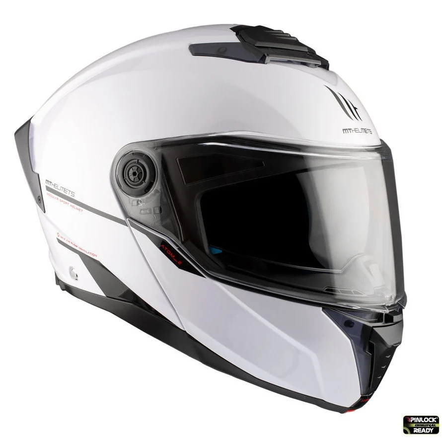 Casca modulabila MT Atom 2 SV A0 alb lucios (ochelari soare integrati) Pinlock Ready - tip viziera: MT-V-35 [3]