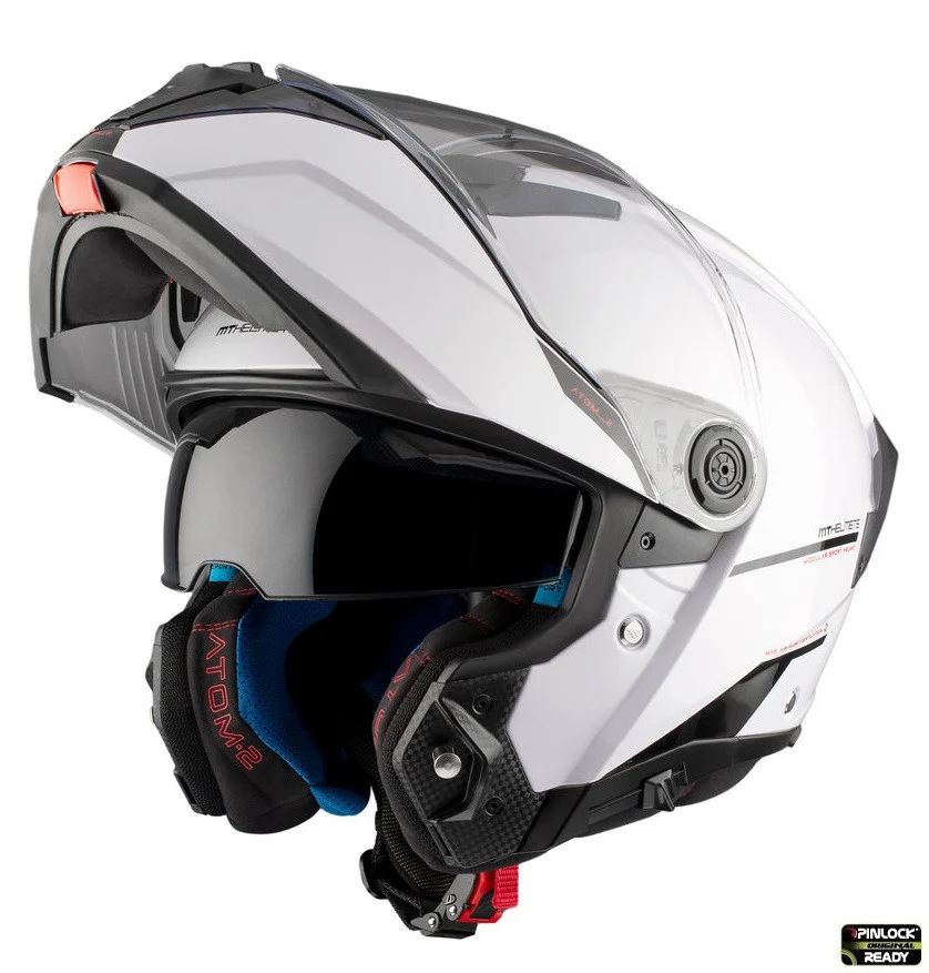 Casca modulabila MT Atom 2 SV A0 alb lucios (ochelari soare integrati) Pinlock Ready - tip viziera: MT-V-35 [2]