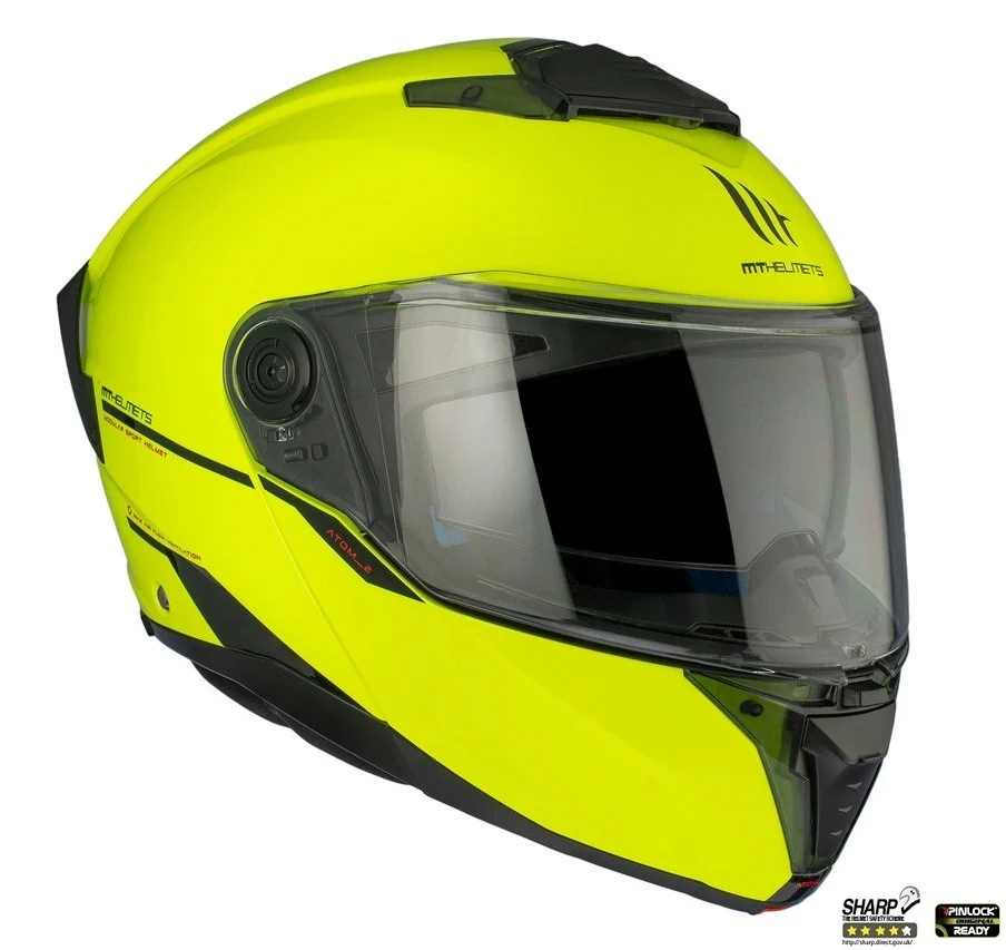 Casca modulabila MT Atom 2 SV A3 galben fluor lucios (ochelari soare integrati) Pinlock Ready - tip viziera: MT-V-35 [3]