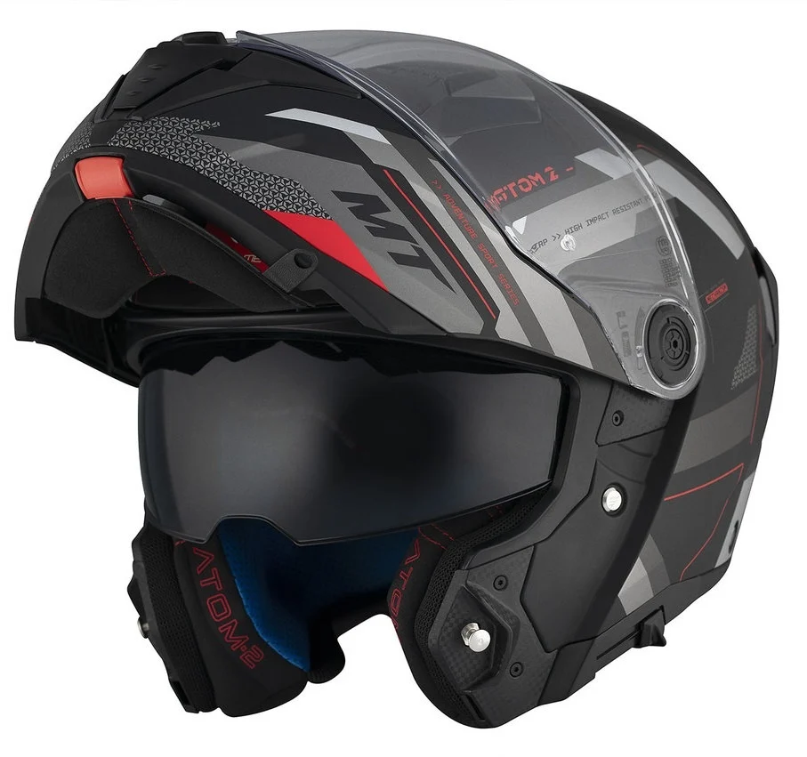 Casca modulabila MT Atom 2 SV Bast D5 negru/gri mat (ochelari soare integrati) Pinlock Ready - tip viziera: MT-V-35 [2]