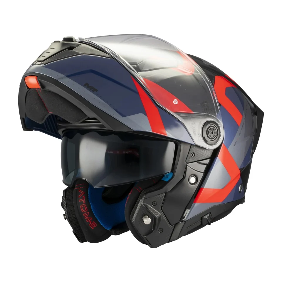 Casca modulabila MT Atom 2 SV Dexter B15 rosu/albastru lucios (ochelari soare integrati) Pinlock Ready - tip viziera: MT-V-35 [2]
