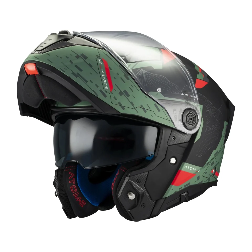 Casca modulabila MT Atom 2 SV Highlands C6 verde mat (ochelari soare integrati) Pinlock Ready - tip viziera: MT-V-35 [2]