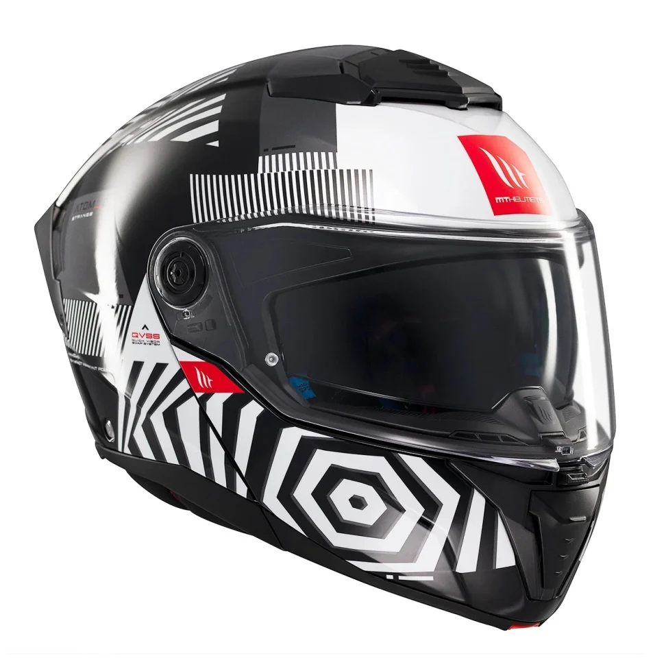 Casca modulabila MT Atom 2 SV Strange B2 negru/alb lucios (ochelari soare integrati) Pinlock Ready - tip viziera: MT-V-35 [3]