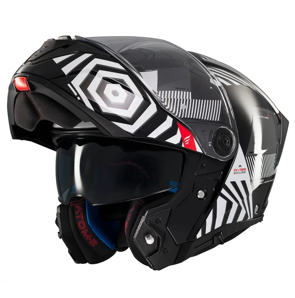 Casca modulabila MT Atom 2 SV Strange B2 negru/alb lucios (ochelari soare integrati) Pinlock Ready - tip viziera: MT-V-35 [2]