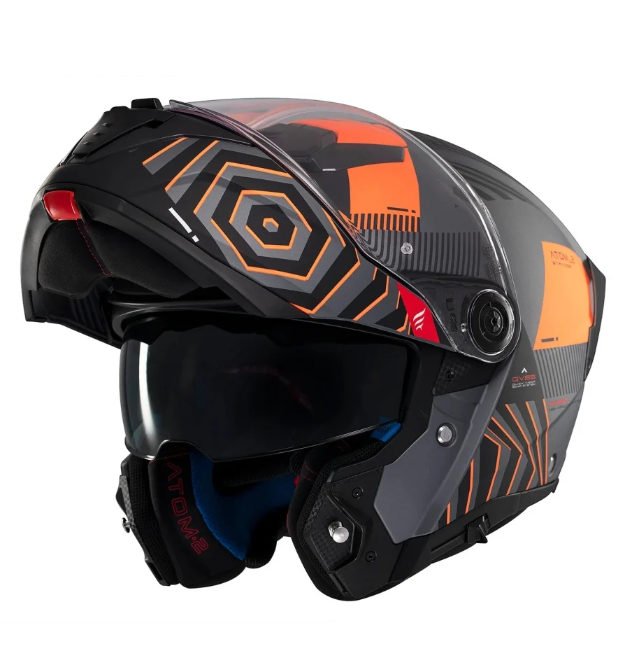 Casca modulabila MT Atom 2 SV Strange C4 gri/portocaliu mat (ochelari soare integrati) Pinlock Ready - tip viziera: MT-V-35 [2]