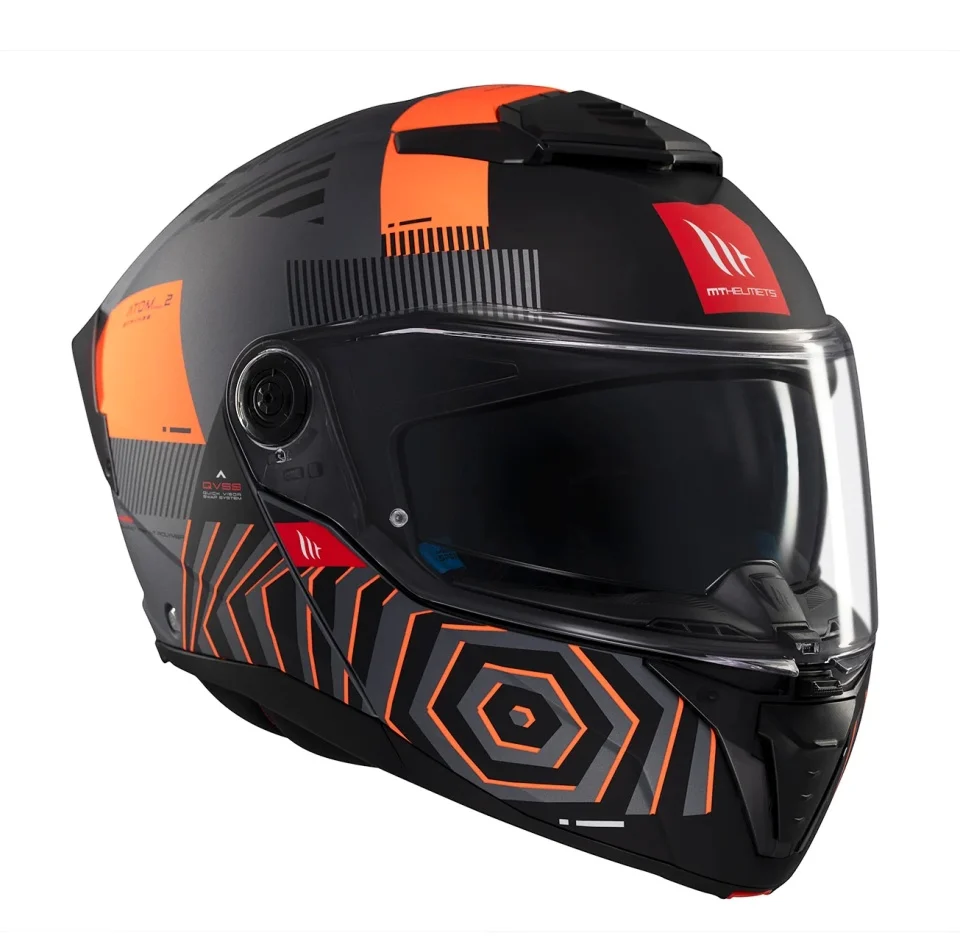 Casca modulabila MT Atom 2 SV Strange C4 gri/portocaliu mat (ochelari soare integrati) Pinlock Ready - tip viziera: MT-V-35 [3]