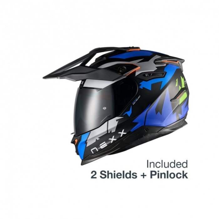 Casca moto NEXX Y.TRAVL Primal Blue Neon (pinlock inclus + viziera cadou) [2]