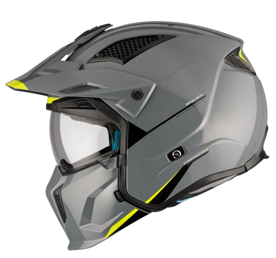 Casca MT Streetfighter SV S A22 gri lucios (ochelari soare integrati) - masca (protectie) barbie si cozoroc detasabile - omologare noua ECE 22.06 [4]
