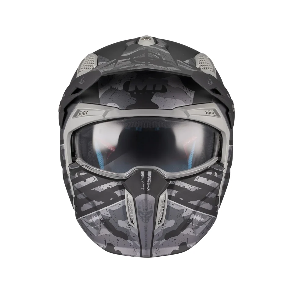 Casca MT Streetfighter SV S Belic B2 gri/negru mat (ochelari soare integrati) - masca (protectie) barbie si cozoroc detasabile - omologare noua ECE 22.06 [3]