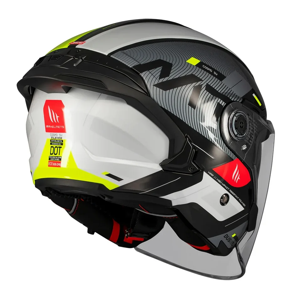 Casca open face motociclete MT Cosmo SV Silence B3 galben fluor lucios (ochelari soare integrati) [4]