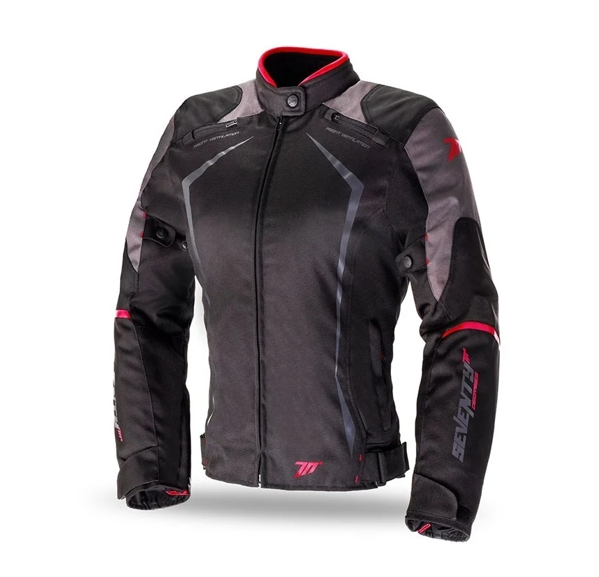 Geaca (jacheta) motociclete femei Racing Seventy vara/iarna model SD-JR49 culoare: negru/rosu [4]