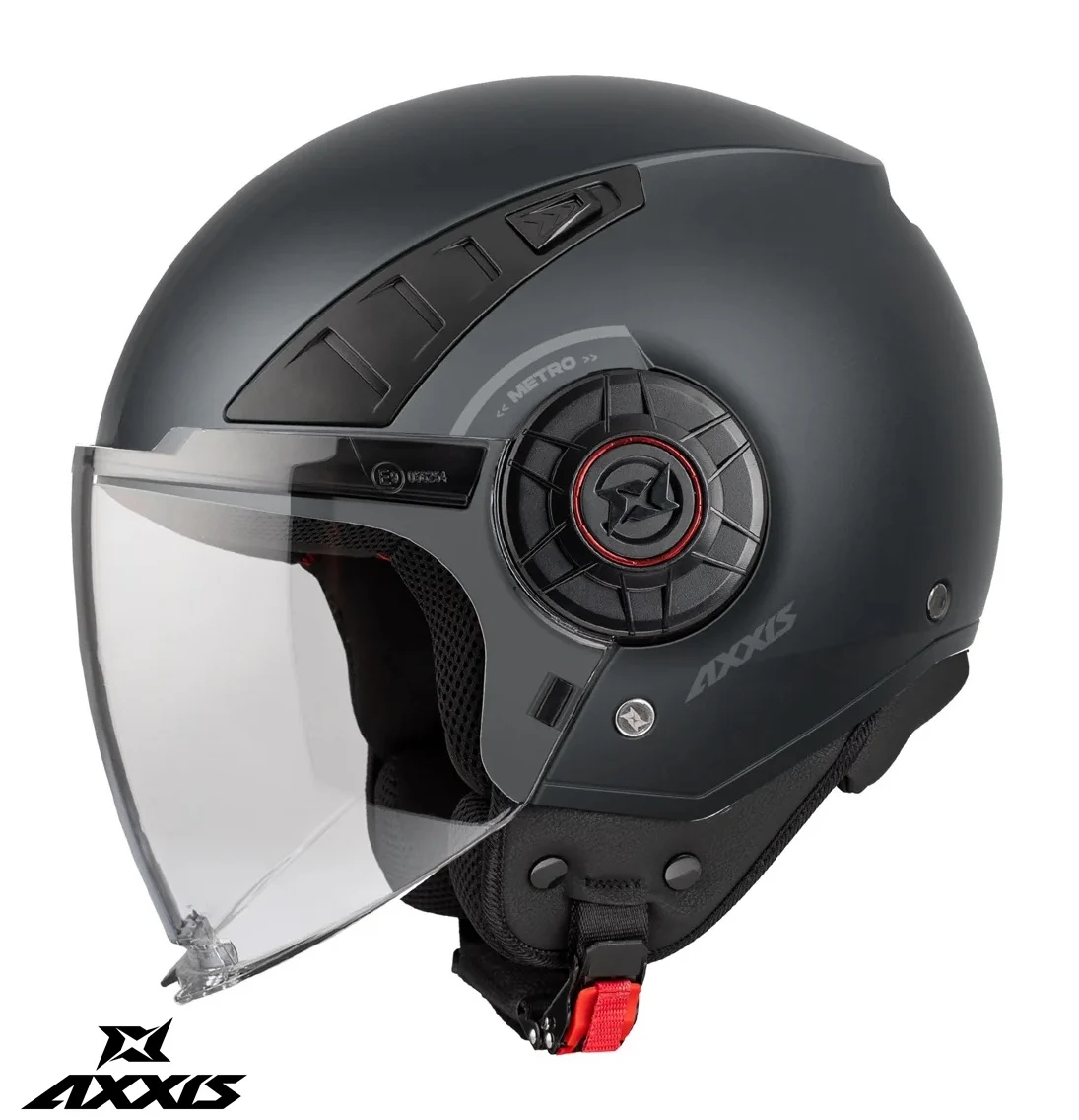 CASTI MOTO - Casca Axxis model Metro S V2 A2 titanium mat (open face) - omologare noua ECE 22.06 - tip viziera: MT-V-26B