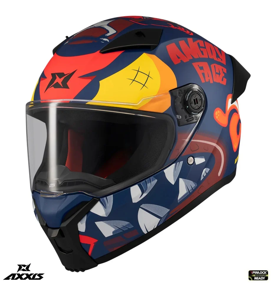 CASTI MOTO - Casca integrala Axxis Fenix Angry Face C5 rosu mat - tip viziera: MT-V-31B - DKS429