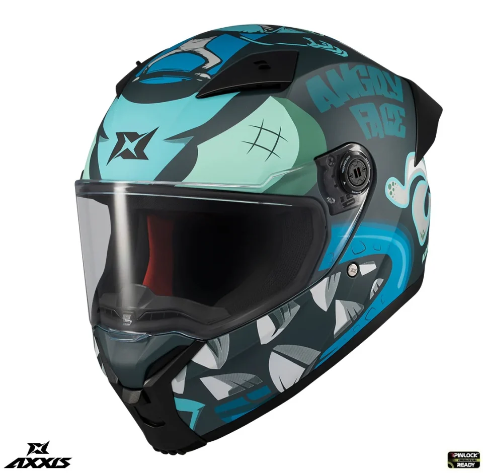 CASTI MOTO - Casca integrala Axxis Fenix Angry Face C7 albastru mat - tip viziera: MT-V-31B - DKS429