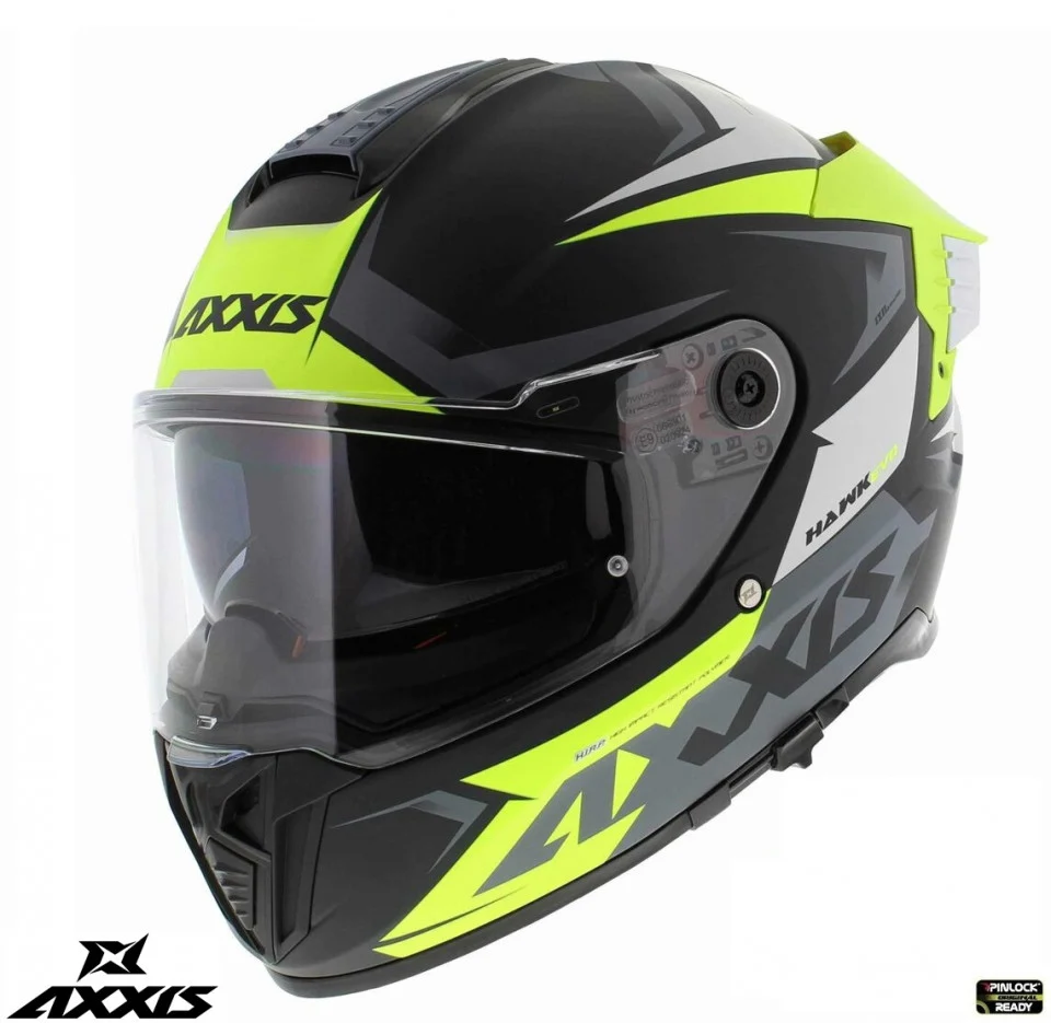 AXXIS - Casca integrala Axxis Hawk SV Judge B3 galben fluor mat negru mat (ochelari soare integrati) - tip viziera: MT-V-31