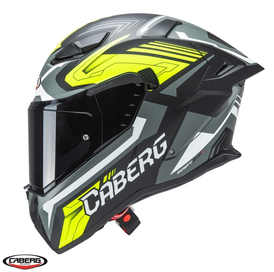 CABERG - Casca integrala Caberg model Drift Evo II SV Jarama L6 negru/gri/galben fluor mat Pinlock ready - lentila Pinlock inclusa