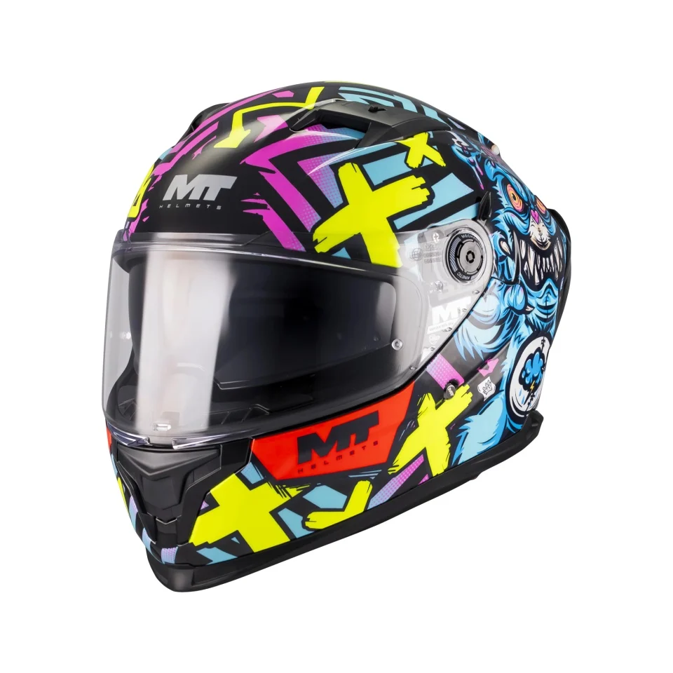 CASTI MOTO - Casca integrala MT Braker SV Crazy Teddy B7 (ochelari soare integrati) - tip viziera: MT-V-28B - DKS435 - punctaj maxim SHARP Test - 5 stele