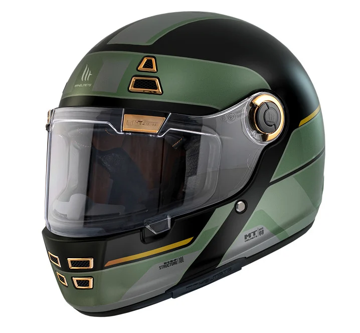 MT Helmets - Casca integrala MT Jarama 68th C1 negru verde - model Retro - Cafe Racer