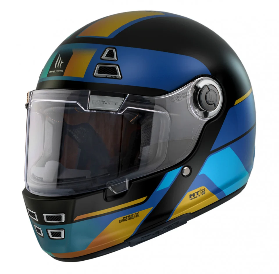 MT Helmets - Casca integrala MT Jarama 68th C7 albastru mat - model Retro - Cafe Racer