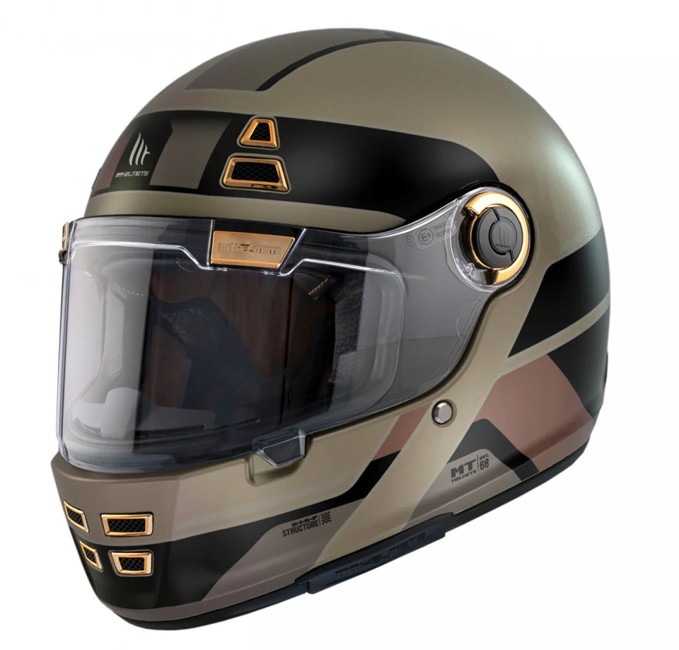 MT Helmets - Casca integrala MT Jarama 68th C9 auriu mat - model Retro - Cafe Racer