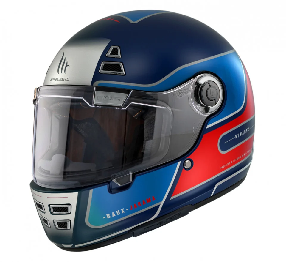 MT Helmets - Casca integrala MT Jarama Baux D7 albastru mat - model Retro - Cafe Racer