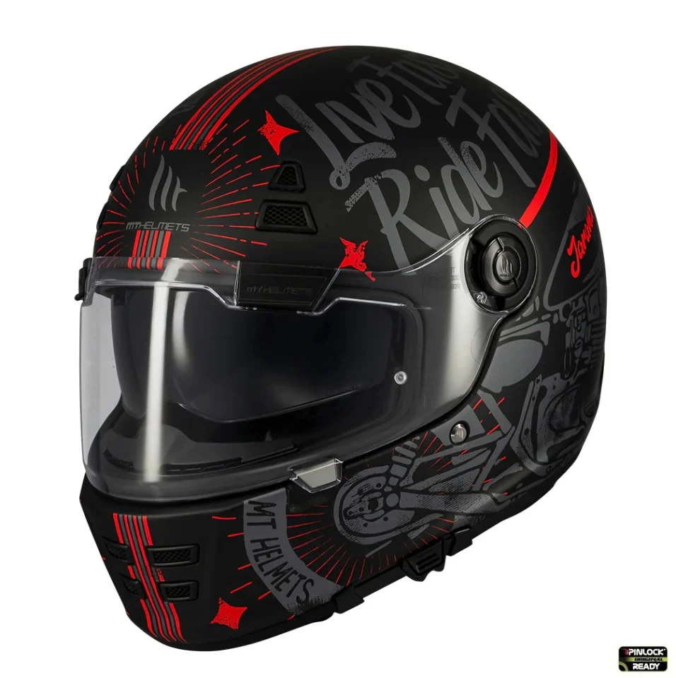 MT Helmets - Casca integrala MT Jarama SV Art E5 negru/gri mat - model Retro - Cafe Racer (ochelari soare integrati) - tip viziera: MT-V-32