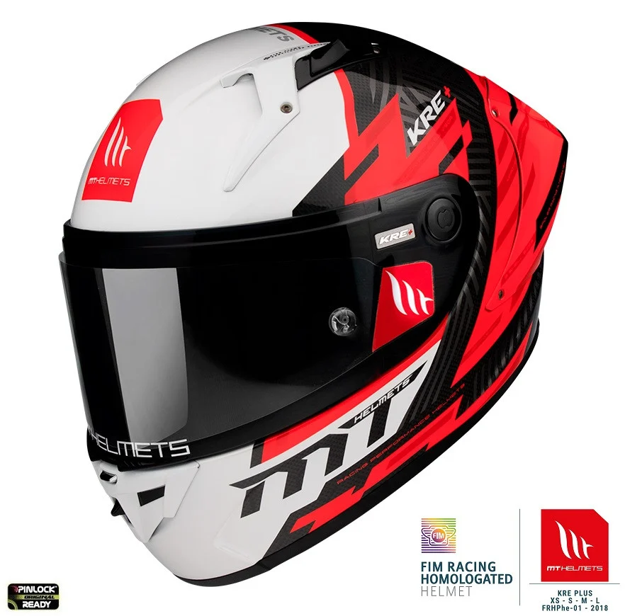 MT Helmets - Casca integrala MT KRE+ Carbon Brush A5 rosu lucios - 100% carbon - FIM approved