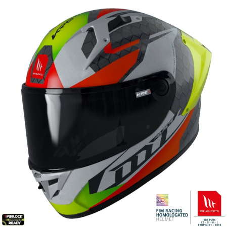 MT Helmets - Casca integrala MT KRE+ Carbon Projectile D2 gri lucios - 100% carbon - FIM approved