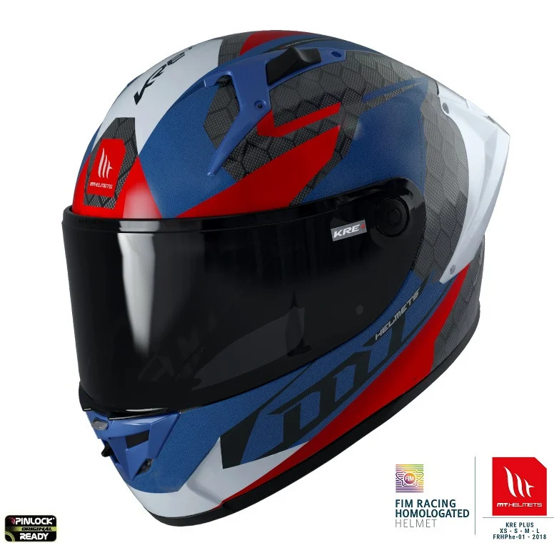MT Helmets - Casca integrala MT KRE+ Carbon Projectile D7 albastru lucios - 100% carbon - FIM approved