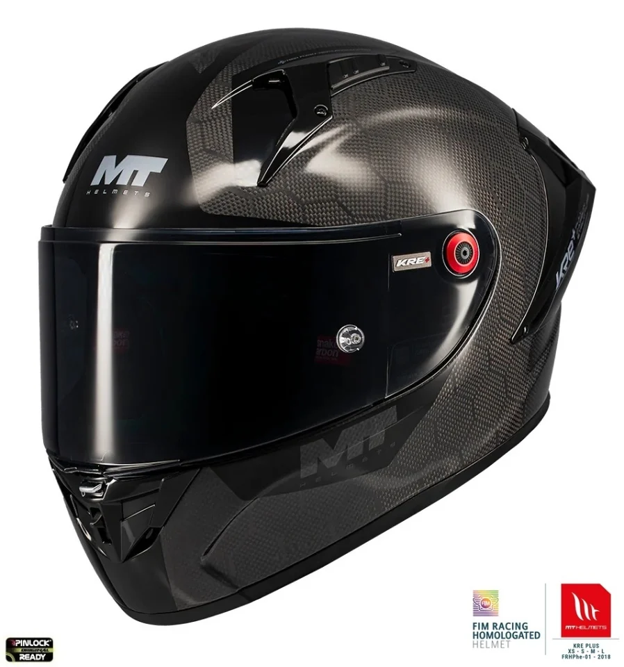 MT Helmets - Casca integrala MT KRE+ S Pure Carbon A1 negru lucios - 100% carbon - FIM approved - omologare noua ECE 22.06