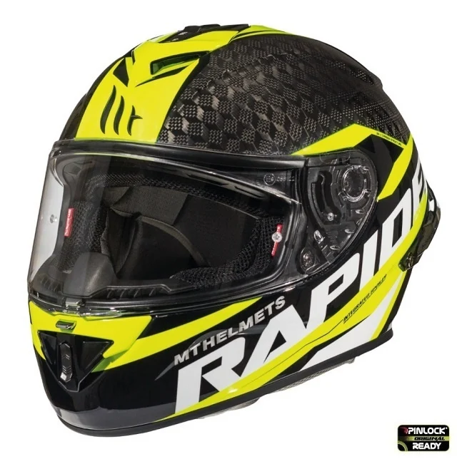 MT Helmets - Casca integrala MT Rapide Pro Carbon Kids C3 galben lucios - 100% carbon - casca de copii