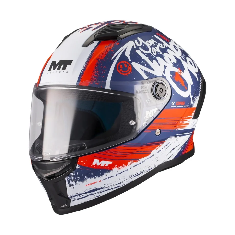 MT Helmets - Casca integrala MT Stinger 2 Kids Rocket C17 albastru/rosu mat - tip viziera: MT-V-28B - casca de copii