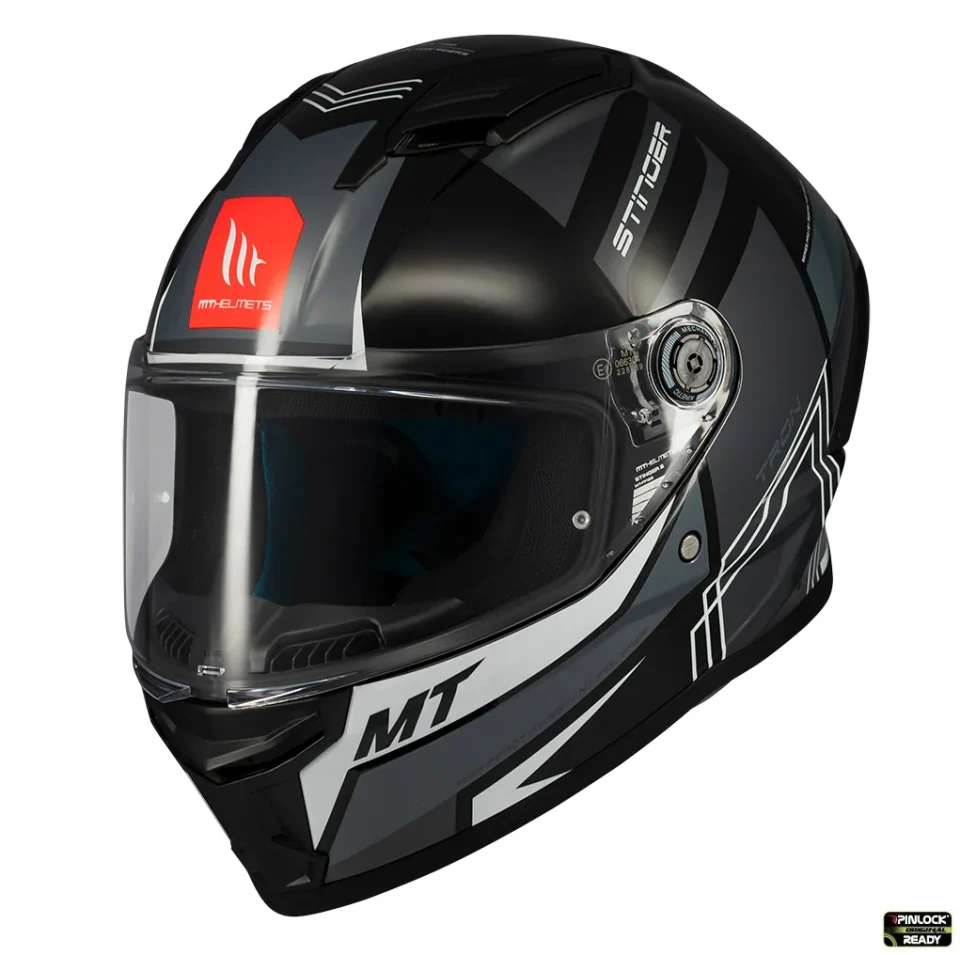 MT Helmets - Casca integrala MT Stinger 2 Tron B12 negru/gri lucios - tip viziera: MT-V-28B
