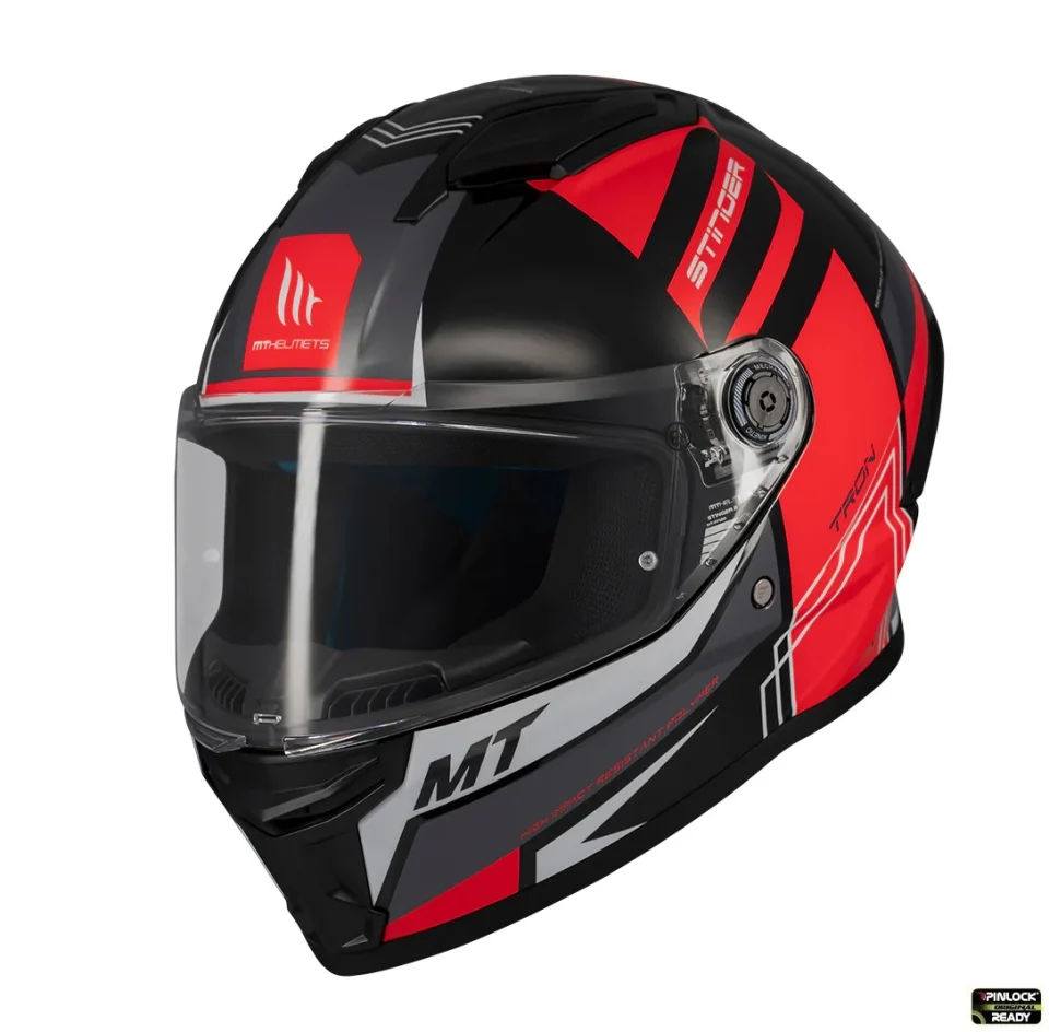 MT Helmets - Casca integrala MT Stinger 2 Tron B15 negru/rosu lucios - tip viziera: MT-V-28B