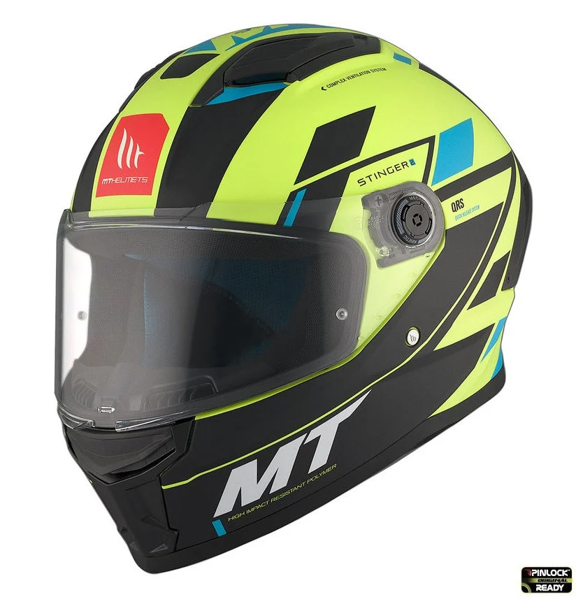 MT Helmets - Casca integrala MT Stinger 2 Zivze C3 galben fluor mat - tip viziera: MT-V-28B