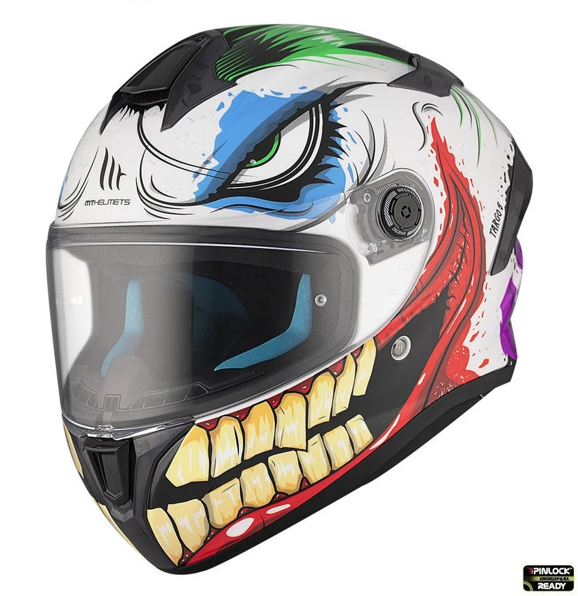 MT Helmets - Casca integrala MT Targo S Joke A5 alb lucios - omologare noua ECE 22.06 - tip viziera: MT-V-14B