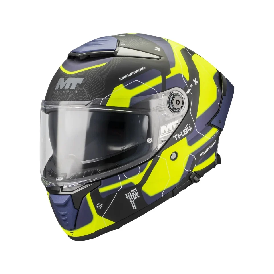 MT Helmets - Casca integrala MT Thunder 4 SV Lumex B27 albastru/galben mat (ochelari soare integrati)