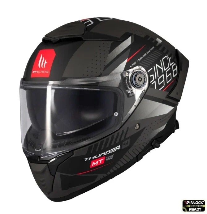MT Helmets - Casca integrala MT Thunder 4 SV Luminence D1 negru/gri mat (ochelari soare integrati) - tip viziera: MT-V-28B