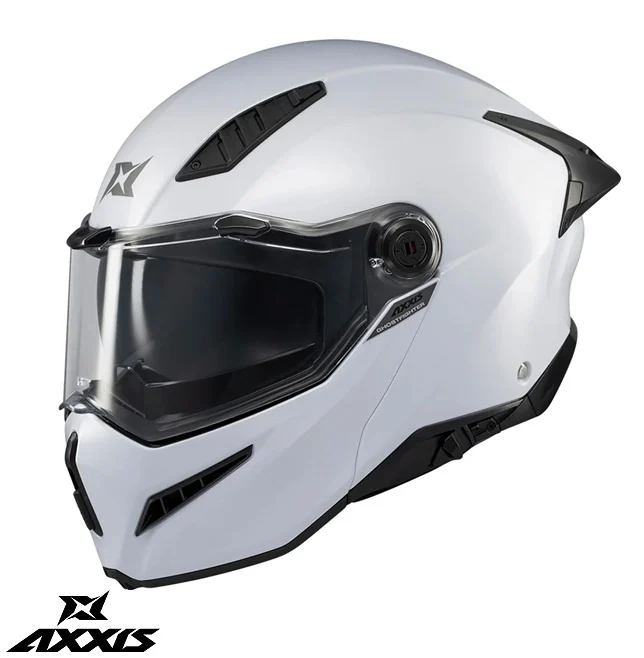 CASTI MOTO FLIP-UP/Modulabile - Casca modulabila Axxis GhostFighter SV A0 alb lucios (ochelari soare integrati) – tip viziera: MT-V-36