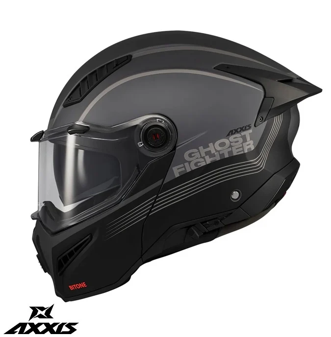 CASTI MOTO FLIP-UP/Modulabile - Casca modulabila (flip-up) Axxis GhostFighter SV Bitone C12 gri mat (ochelari soare integrati) – tip viziera: MT-V-36