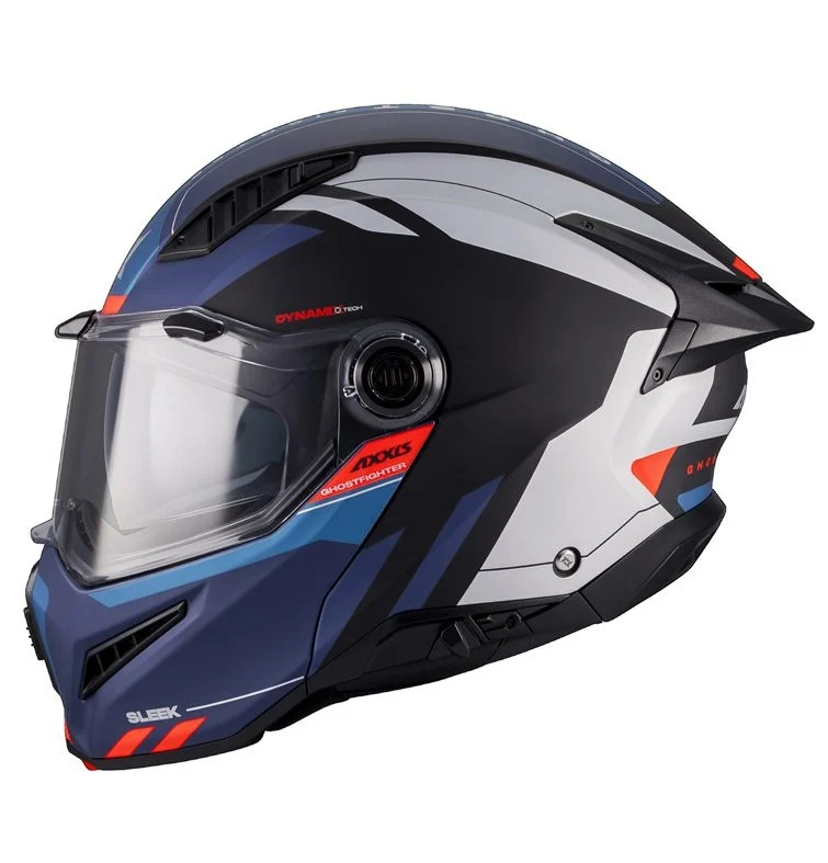 CASTI MOTO FLIP-UP/Modulabile - Casca modulabila (flip-up) Axxis GhostFighter SV Sleek B7 albastru mat (ochelari soare integrati) Pinlock Ready – tip viziera: MT-V-36