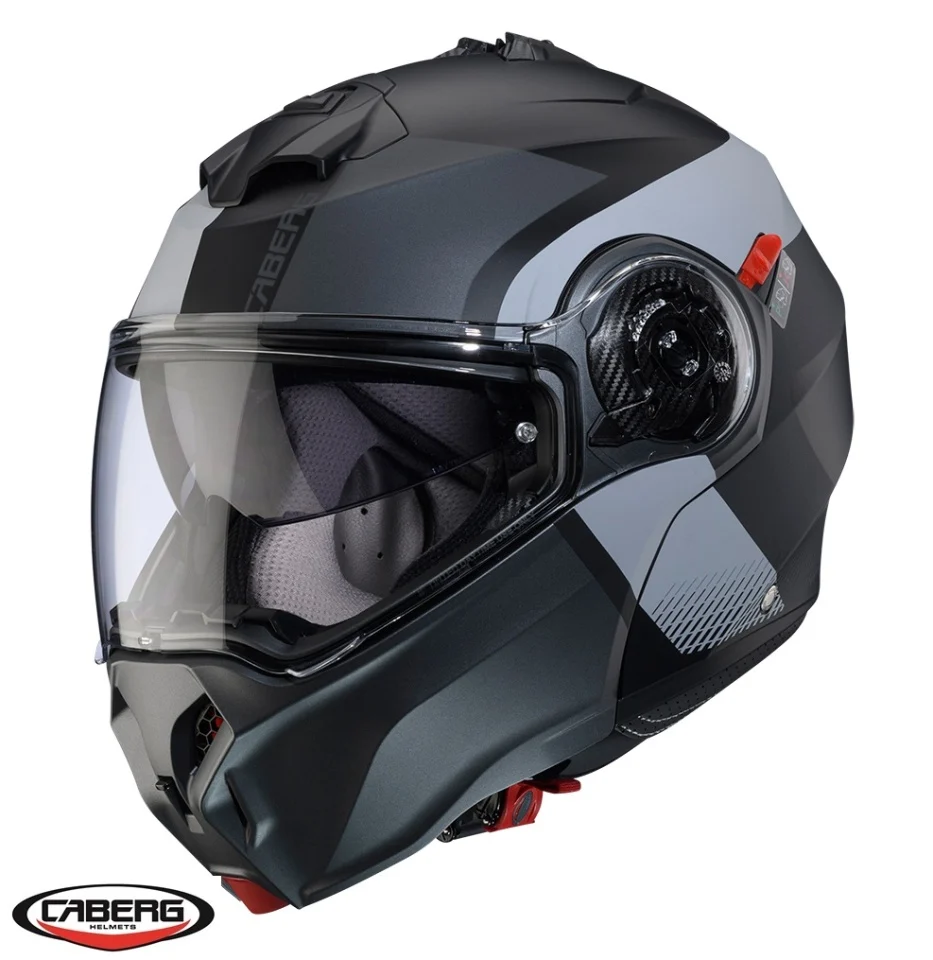 CASTI MOTO FLIP-UP/Modulabile - Casca modulabila (flip-up) Caberg model Duke Evo SV Indy P7 SV negru/gun metal (titanium)/gri mat Pinlock ready - lentila Pinlock inclusa