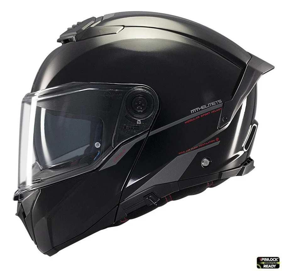 MT Helmets - Casca modulabila MT Atom 2 SV A1 negru lucios (ochelari soare integrati) Pinlock Ready - tip viziera: MT-V-35
