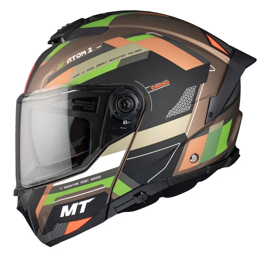 MT Helmets - Casca modulabila MT Atom 2 SV Bast A6 military (maro/verde mat) (ochelari soare integrati) Pinlock Ready - tip viziera: MT-V-35