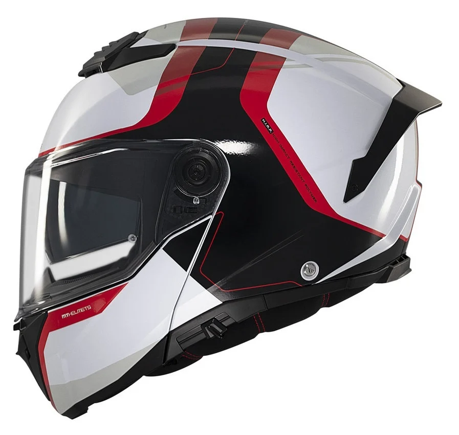 MT Helmets - Casca modulabila MT Atom 2 SV Emalla B0 alb/rosu mat (ochelari soare integrati) Pinlock Ready - tip viziera: MT-V-35